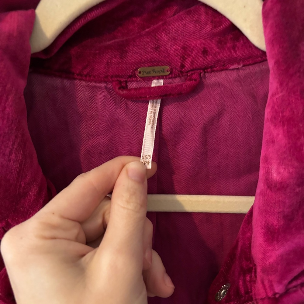 Free‎ People ‘Velvet Trucker Jacket’ In Pink Size XS/S Sold Out - Picture 5 of 7